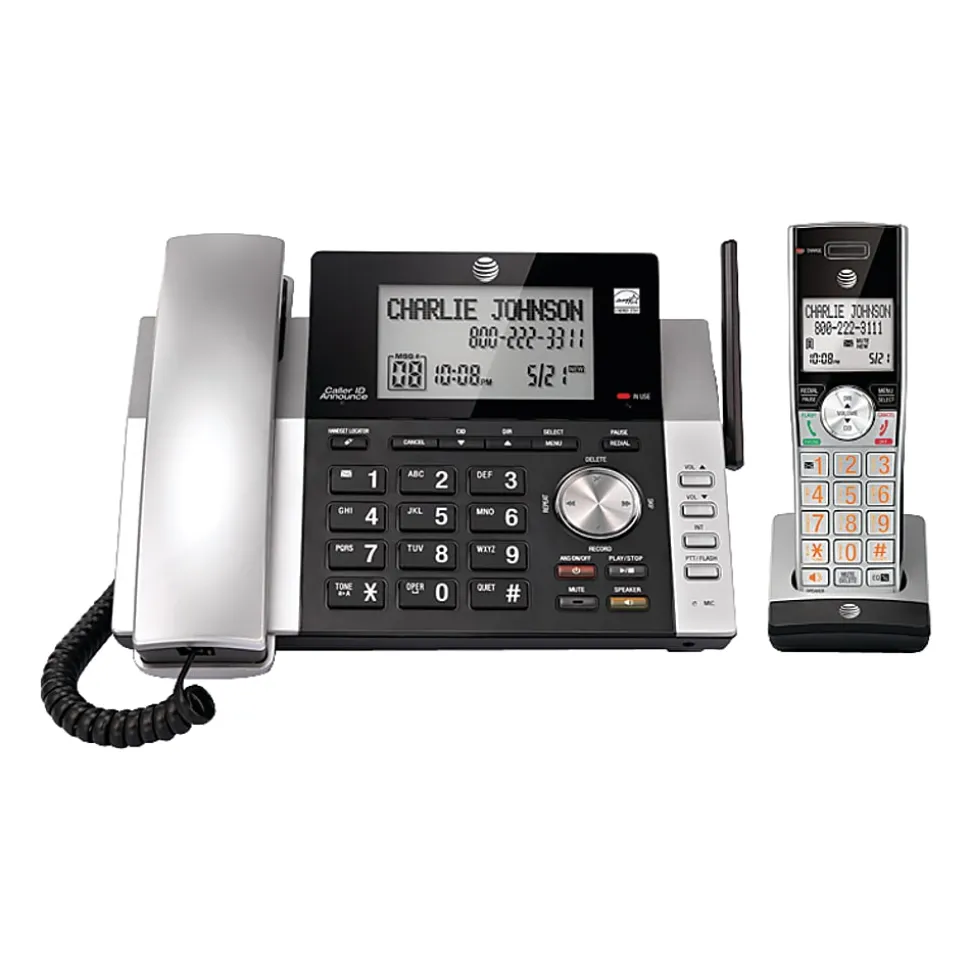 AT&T DECT 6.0 Expandable Corded/Cordless Phone System With Digital Answering System, CL84115