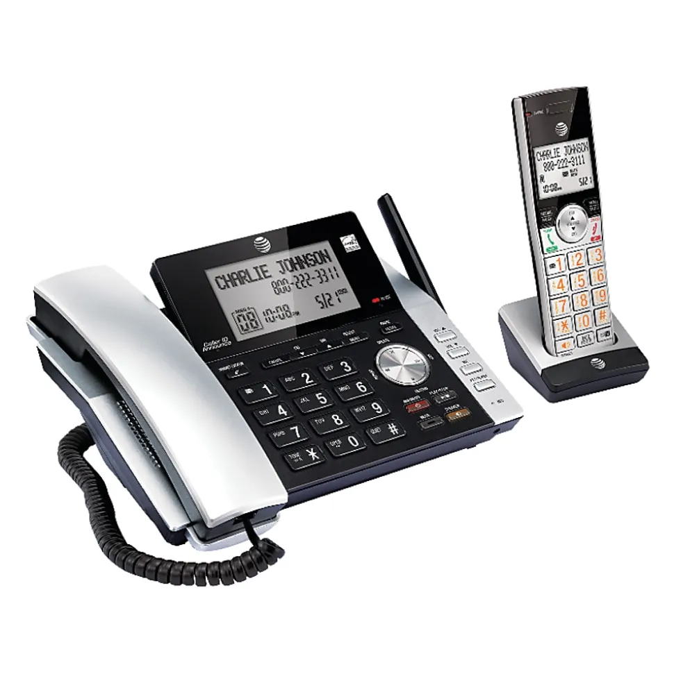 AT&T DECT 6.0 Expandable Corded/Cordless Phone System With Digital Answering System, CL84115