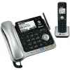 AT&T TL86109 DECT 6.0 Digital 2-Line Corded/Cordless Phone With Digital Answering System, Silver/Black