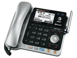 AT&T TL86109 DECT 6.0 Digital 2-Line Corded/Cordless Phone With Digital Answering System, Silver/Black