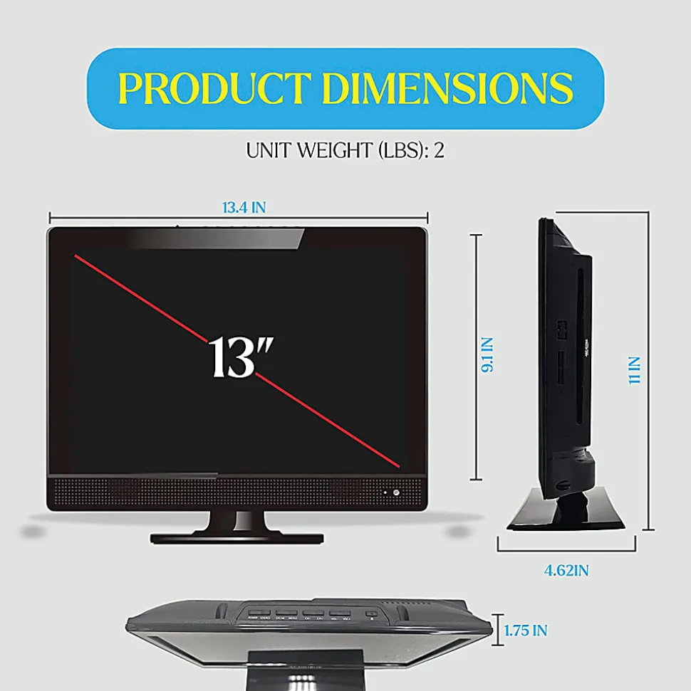 Audiobox Widescreen 13" Portable LED HDTV/DVD Combo, TV-13D