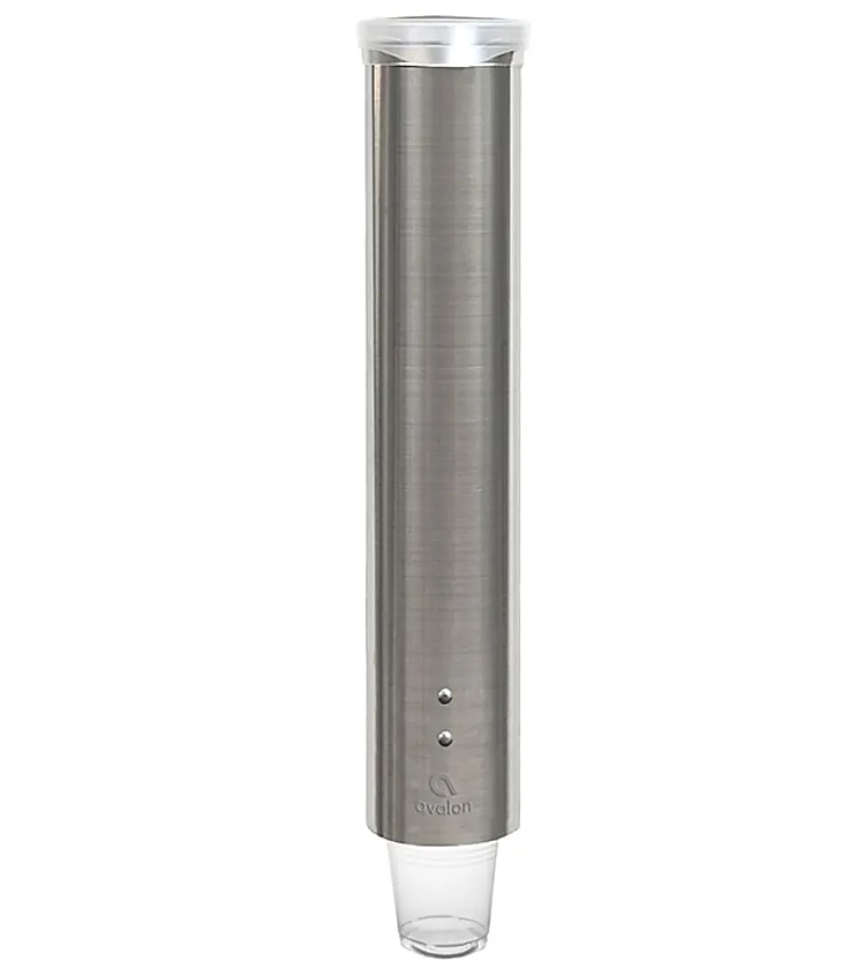 Avalon Stainless-Steel Adjustable Pull-Type Cup Dispenser, 4-1/4"H x 4-1/4"W x 16-1/2"D