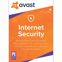 Avast Internet Security For 3 Devices, 1-Year Subscription, Disc