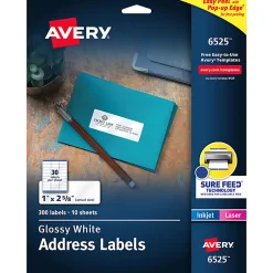 Avery® Address Labels With Sure Feed® And Easy Peel® Technology, 6525, Rectangle, 1