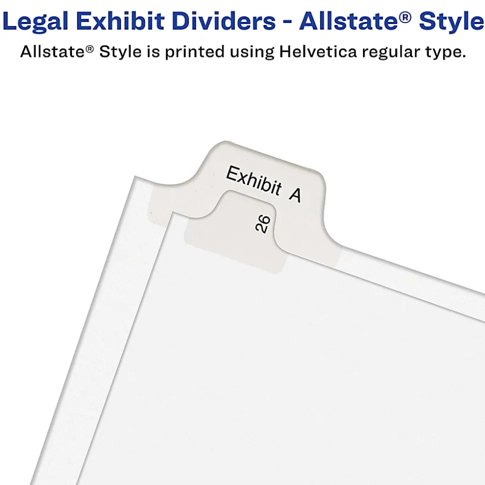 Avery® Allstate®-Style Collated Legal Exhibit Dividers, 8 1/2" x 11", White Dividers/White Tabs, 1–25, Pack Of 25 Tabs