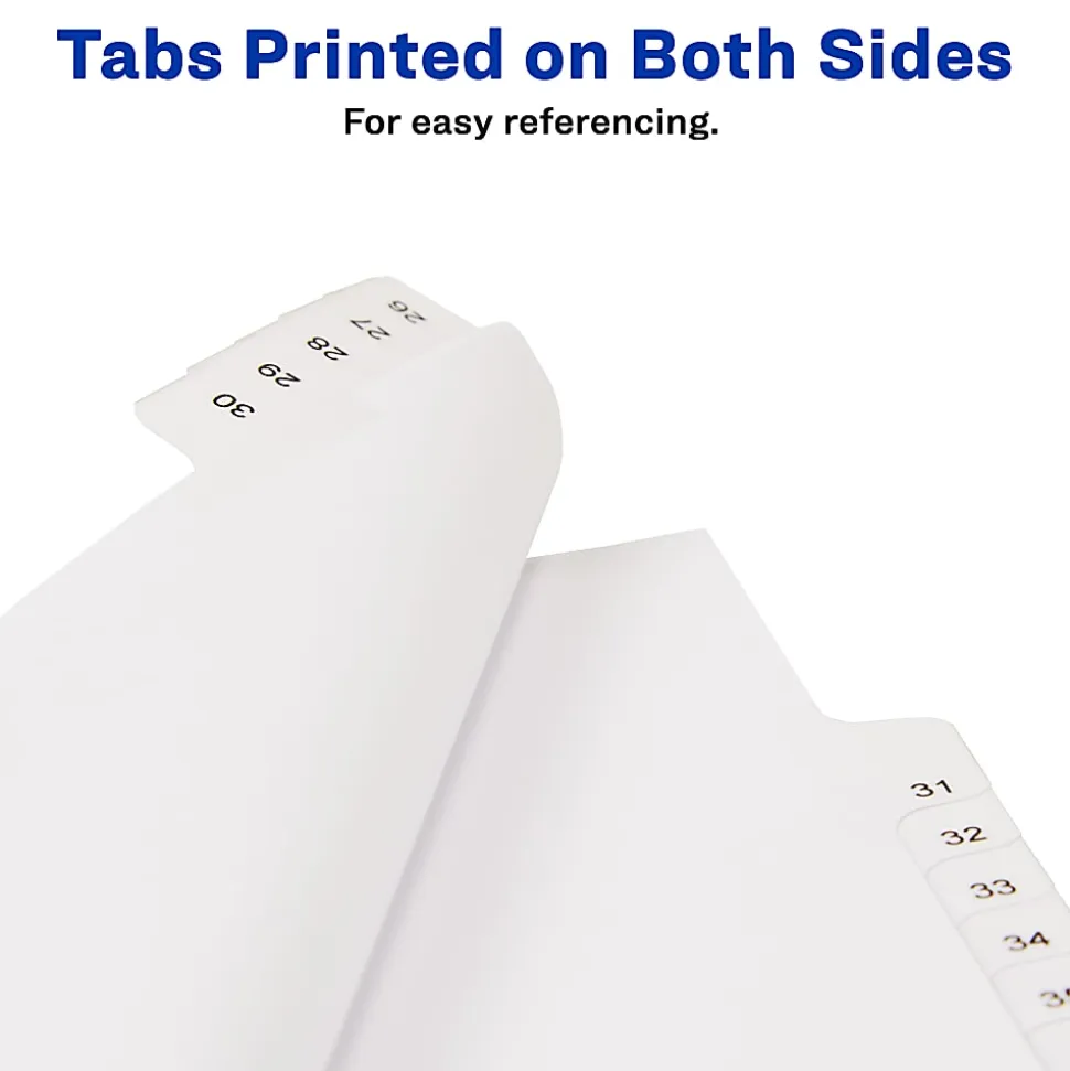Avery® Allstate® Style Collated Legal Exhibit Dividers, 8 1/2" x 11", Numbered 26–50, White