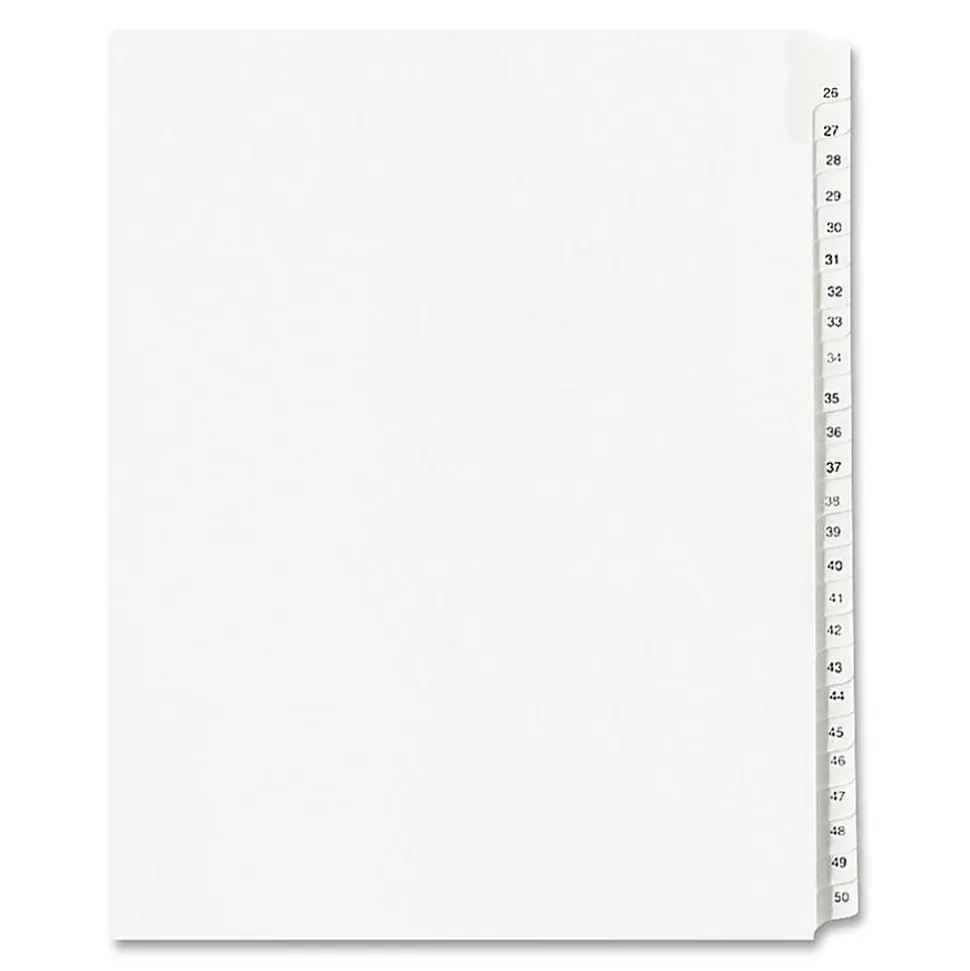 Avery® Allstate® Style Collated Legal Exhibit Dividers, 8 1/2" x 11", Numbered 26–50, White