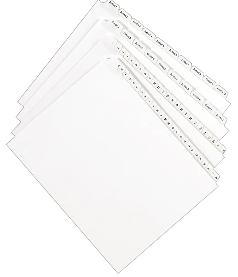 Avery® Allstate®-Style Collated Legal Exhibit Dividers, 8 1/2" x 11", White Dividers/White Tabs, 51–75, Pack Of 25 Tabs