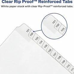 Avery® Allstate®-Style Collated Legal Exhibit Dividers, 8 1/2" x 11", White Dividers/White Tabs, 76–100, Pack Of 25 Tabs