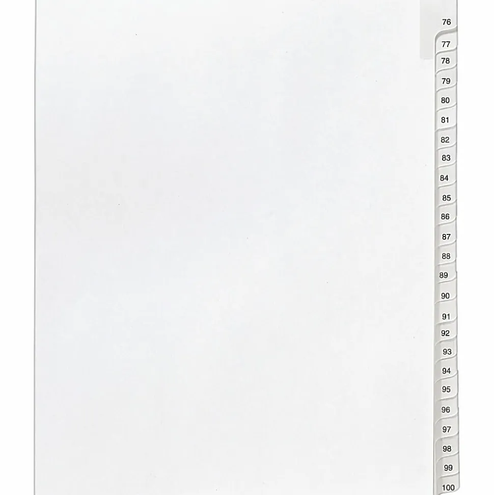 Avery® Allstate®-Style Collated Legal Exhibit Dividers, 8 1/2" x 11", White Dividers/White Tabs, 76–100, Pack Of 25 Tabs