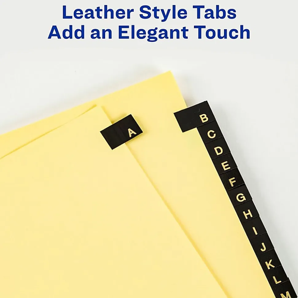 Avery® A-Z Dividers For 3 Ring Binders, Pre-Printed Black Leatherette Tabs, 25-Tabs, 1 Binder Divider Set
