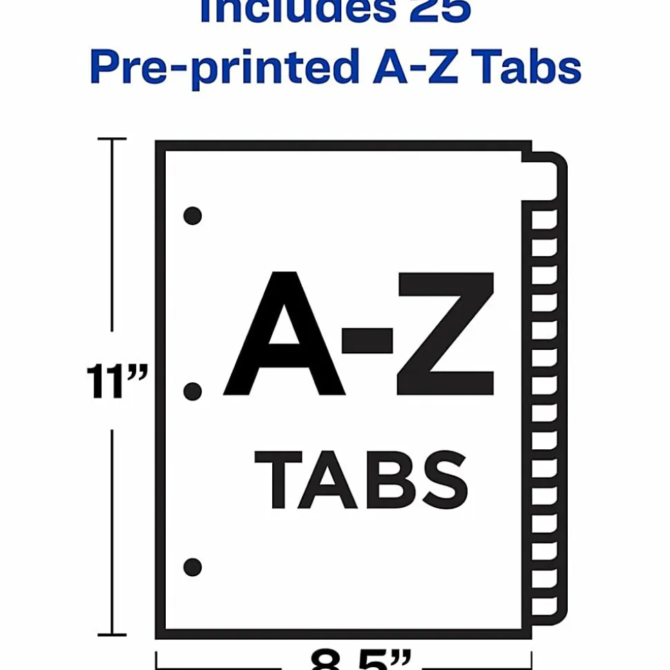 Avery® A-Z Dividers For 3 Ring Binders, Pre-Printed Black Leatherette Tabs, 25-Tabs, 1 Binder Divider Set