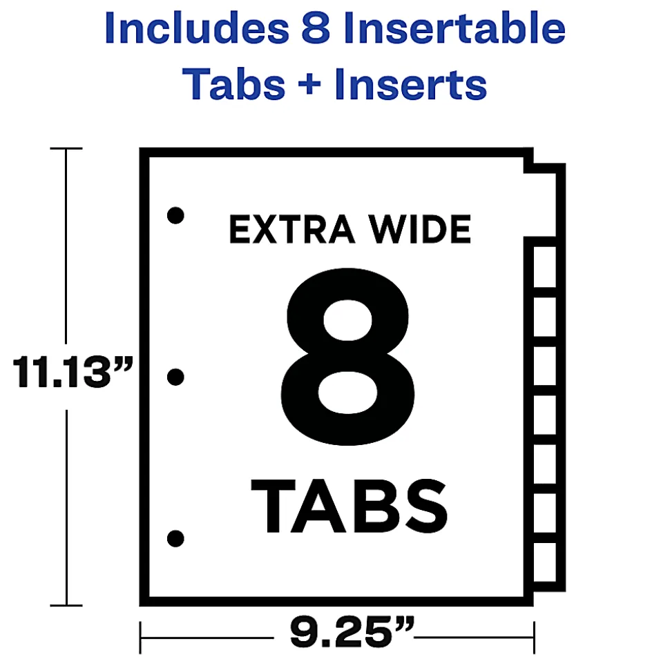 Avery® Big Tab™ Extra-Wide Insertable Dividers, Clear Reinforced, White/Multicolor, 8-Tab