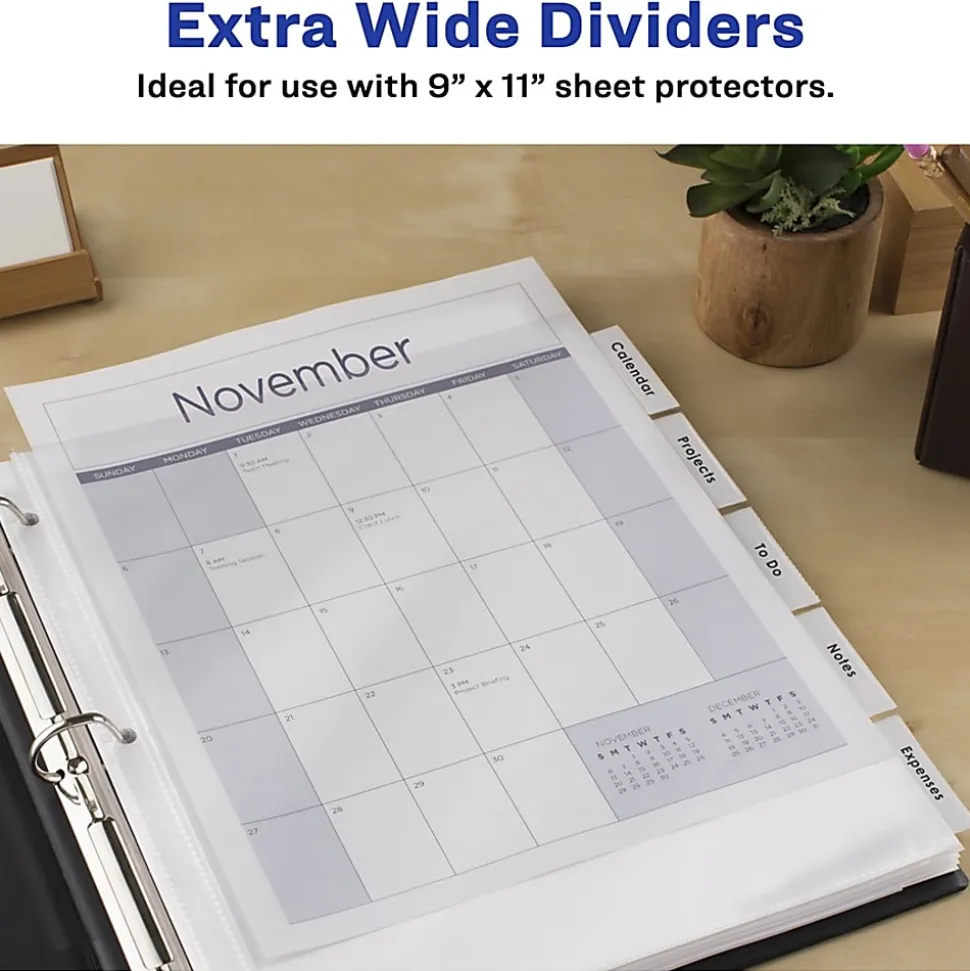 Avery® Big Tab™ Extra-Wide Insertable Dividers, Clear Reinforced, White/Clear, 5-Tab