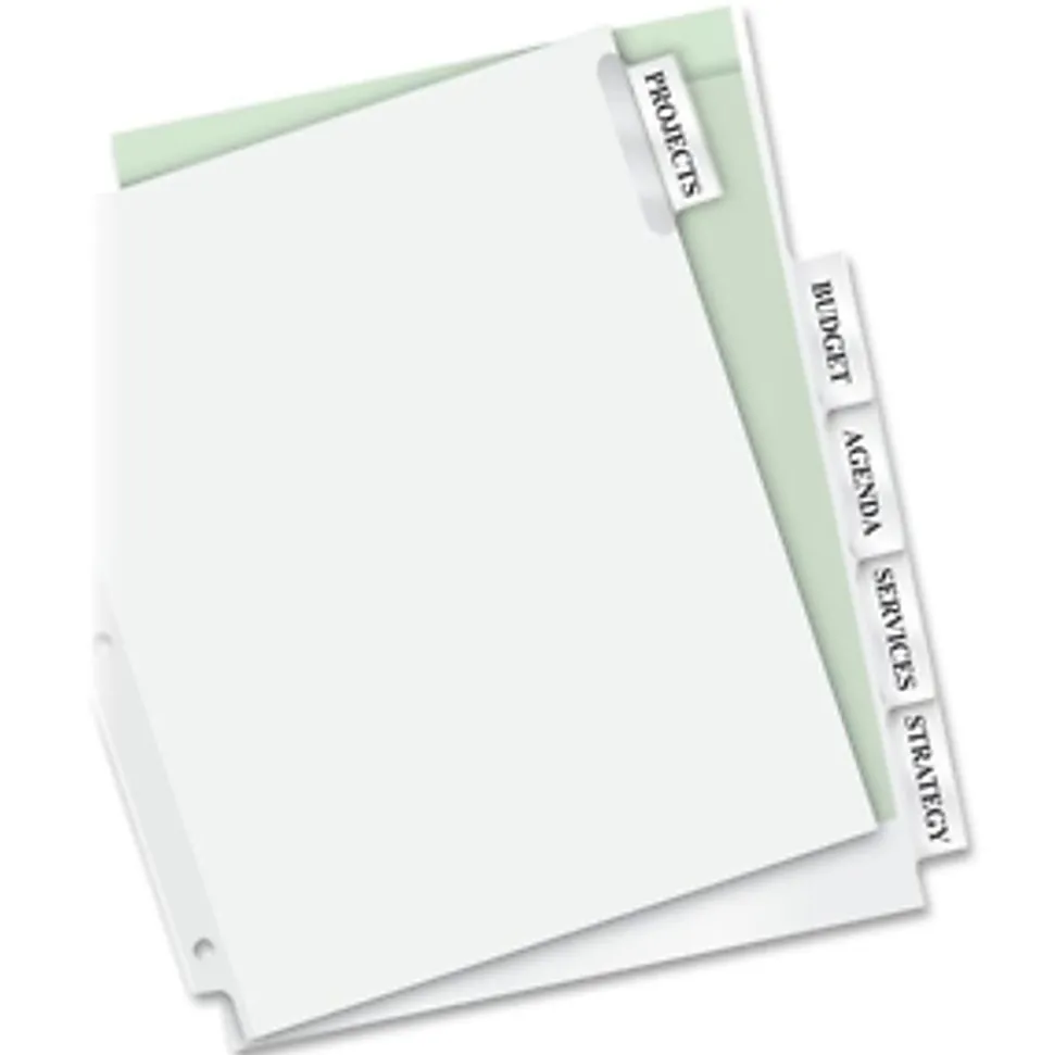 Avery® Big Tab™ Extra-Wide Insertable Dividers, Clear Reinforced, White/Clear, 5-Tab