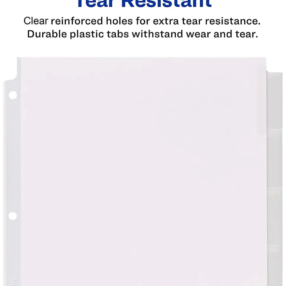 Avery® Big Tab™ Extra-Wide Insertable Dividers, Clear Reinforced, White/Clear, 5-Tab