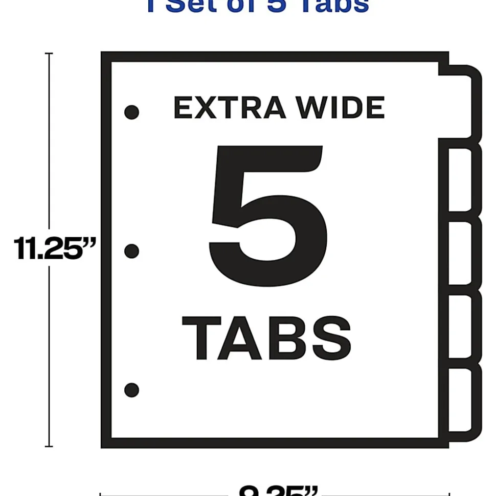 Avery® Big Tab™ Extra-Wide Insertable Dividers, Clear Reinforced, White/Clear, 5-Tab