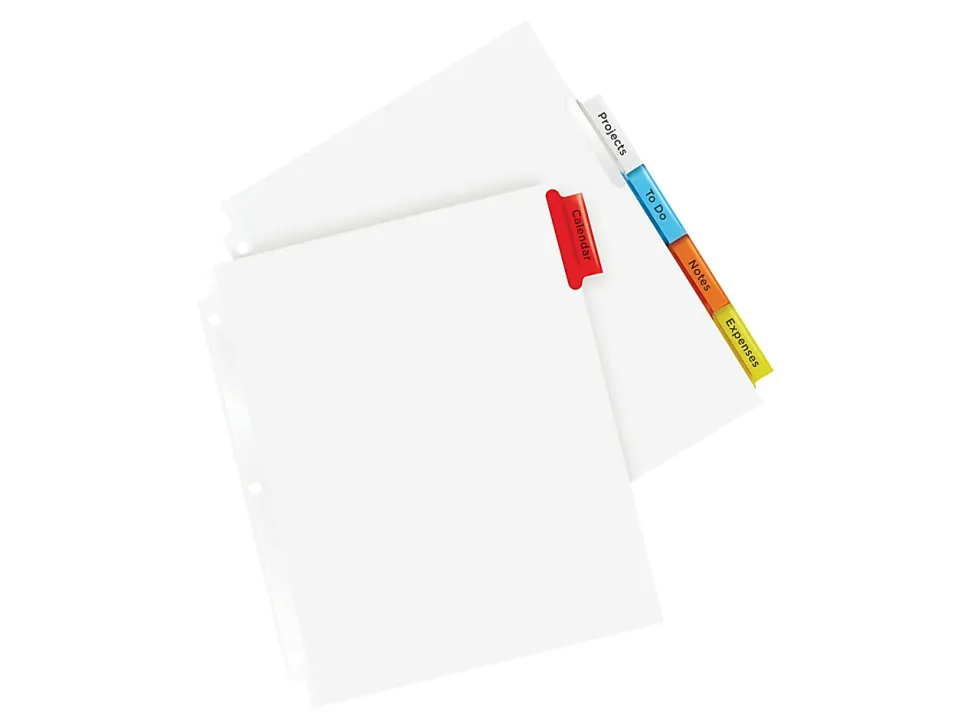 Avery® Big Tab™ Extra-Wide Insertable Dividers, 9-1/4" x 11-1/8", Clear Reinforced, White/Multicolor, 5-Tab