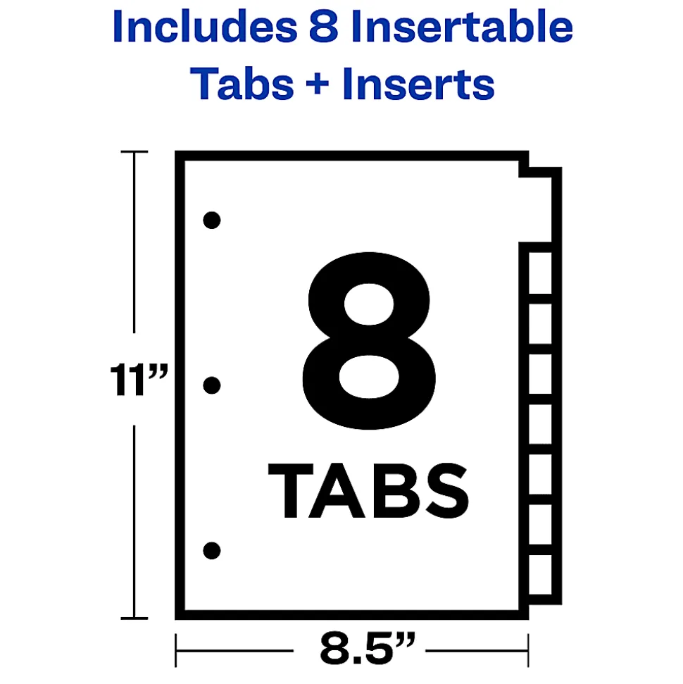 Avery® Big Tab™ Insertable Dividers, Gold Reinforced, White/Multicolor, 8-Tab