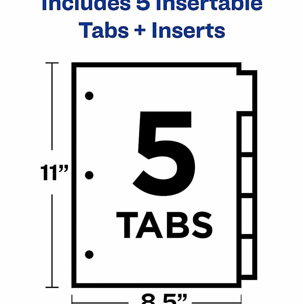 Avery® Big Tab™ Insertable Dividers Gold Reinforced Edge, White/Multicolor, 5-Tab