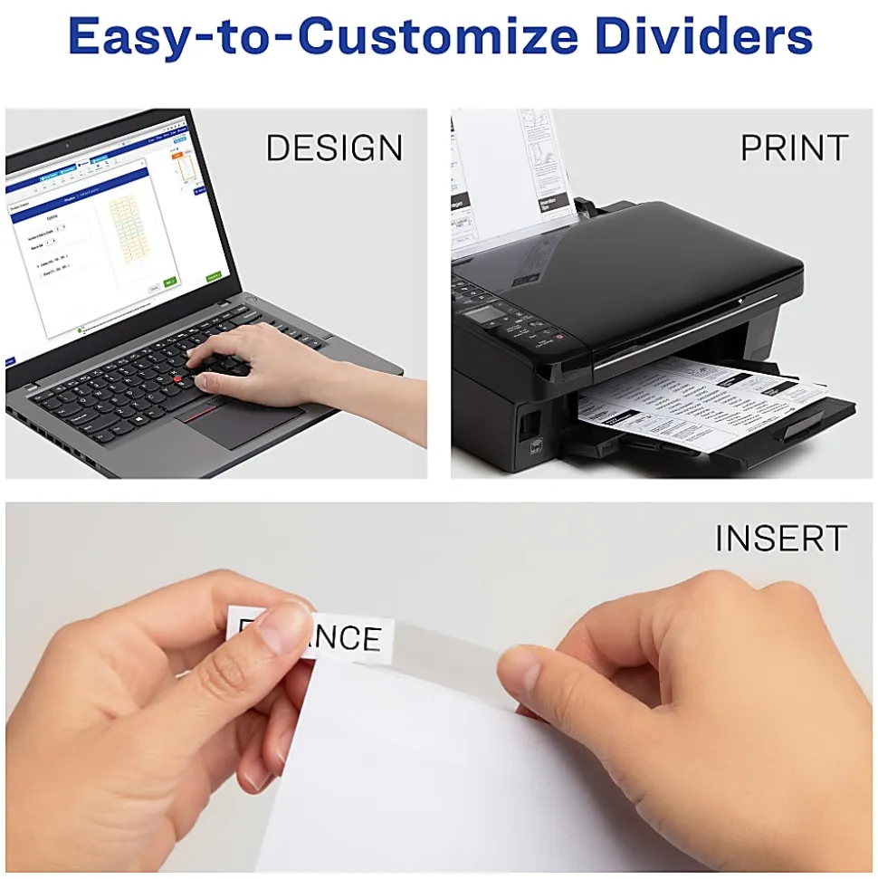 Avery® Big Tab™ Insertable Dividers Gold Reinforced Edge, White/Clear, 8-Tab