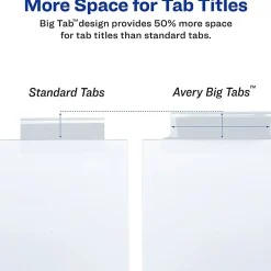 Avery® Big Tab™ Insertable Dividers Gold Reinforced Edge, White/Clear, 8-Tab