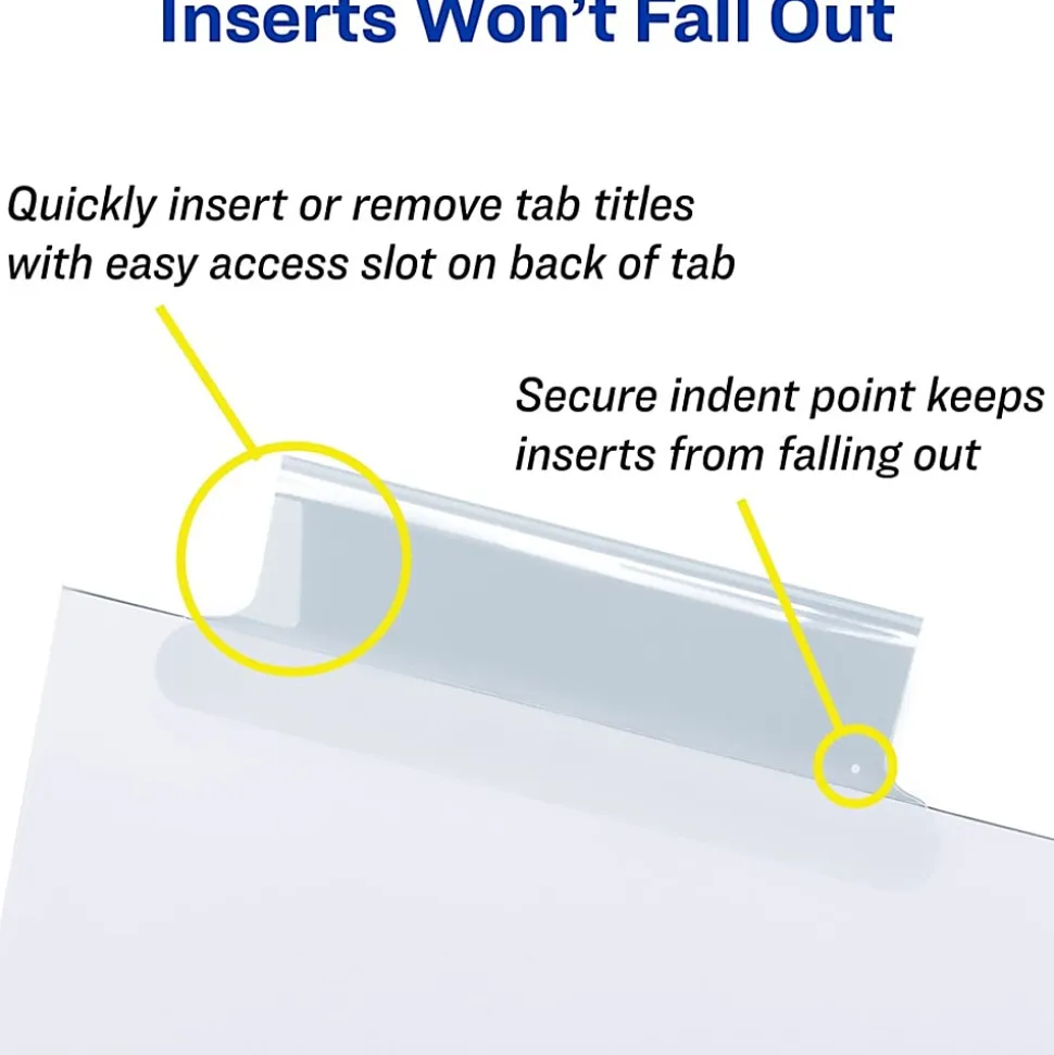 Avery® Big Tab™ Insertable Dividers Gold Reinforced Edge, White/Clear, 8-Tab