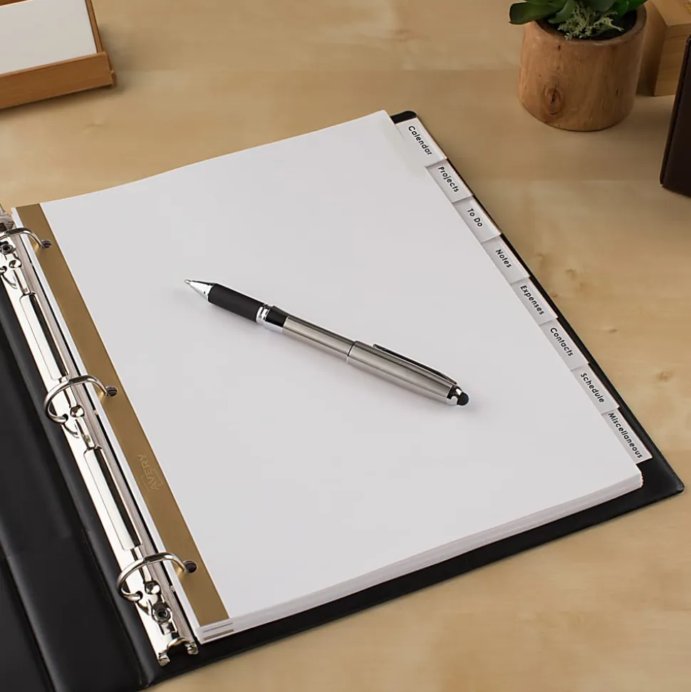 Avery® Big Tab™ Insertable Dividers Gold Reinforced Edge, White/Clear, 8-Tab