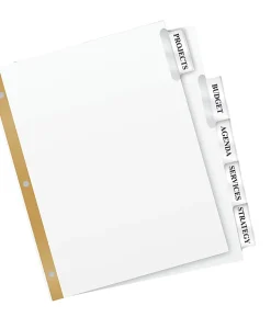 Avery® Big Tab™ Insertable Dividers Gold Reinforced Edge, White/Clear, 5-Tab