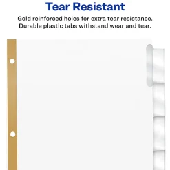 Avery® Big Tab™ Insertable Dividers Gold Reinforced Edge, White/Clear, 5-Tab