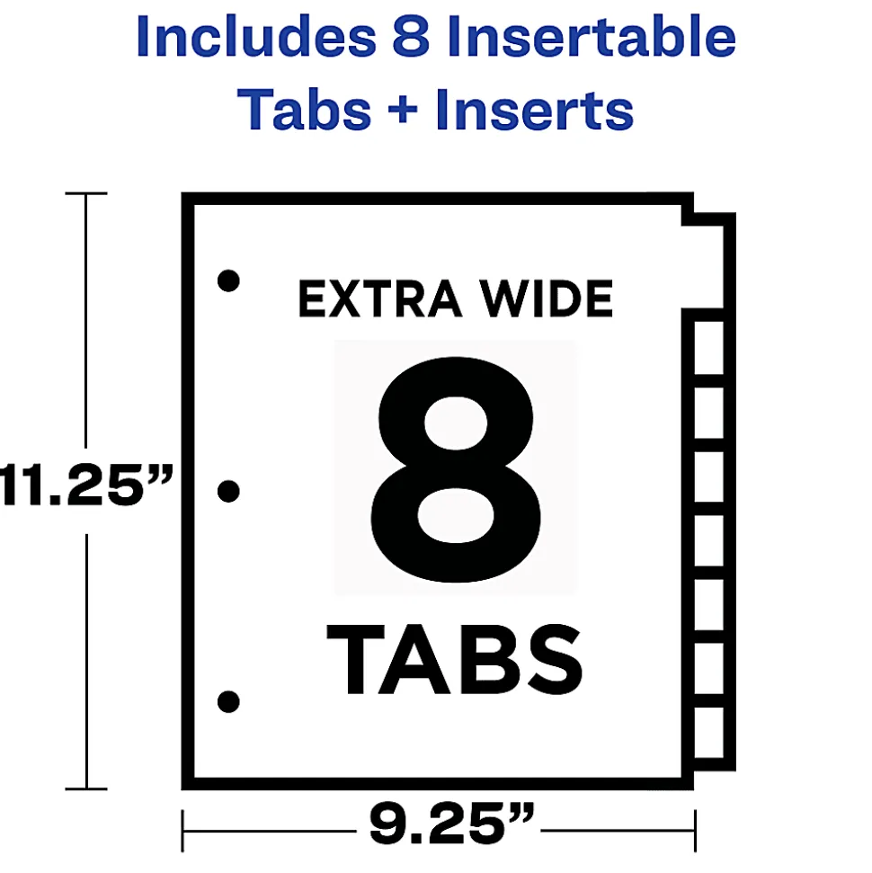 Avery® Big Tab™ Insertable Plastic Dividers, Single Pocket, Multicolor, 8-Tab