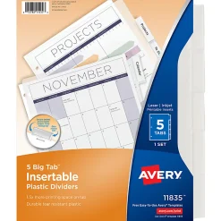 Avery® Big Tab Insertable Plastic Dividers, 8-1/2
