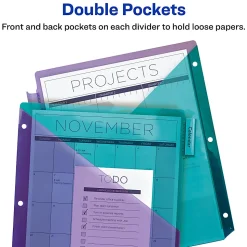 Avery® Big Tab™ Insertable Two-Tone 2 Pocket Plastic Dividers, 8-Tab, Multicolor