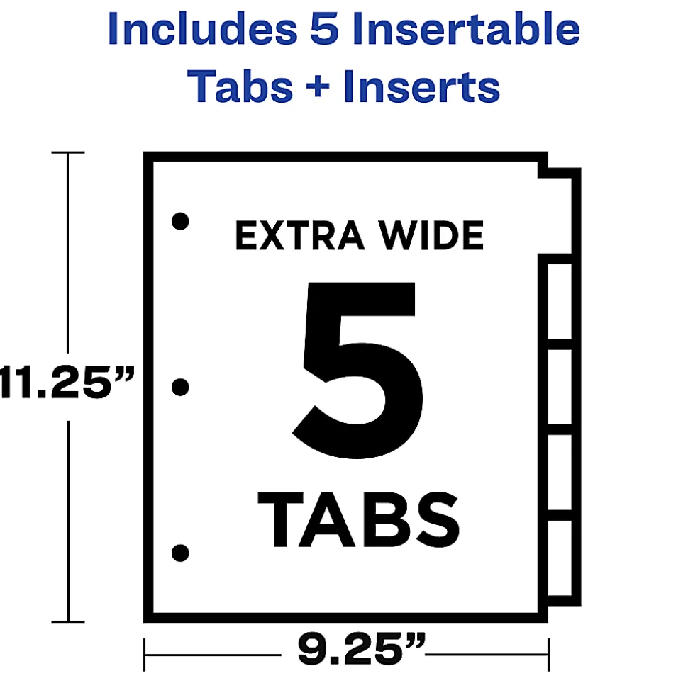 Avery® Big Tab™ Insertable Two-Tone 2 Pocket Plastic Dividers, 5-Tab, Multicolor
