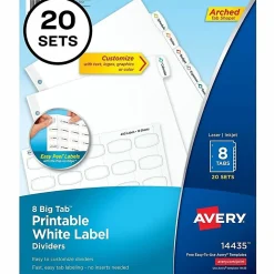 Avery® Big Tab™ Printable Label Dividers, Easy Peel®, 8 Tabs, Pack Of 20 Sets