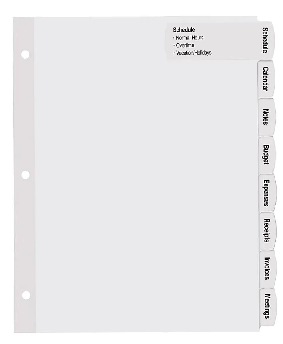 Avery® Big Tab™ Printable Large Label Dividers With Easy Peel®, 8 1/2" x 11", 8 Tab, White, Pack Of 4