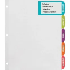Avery® Big Tab™ Printable Large Label Dividers, Easy Peel®, White, 5 Tabs, Pack Of 20 Sets