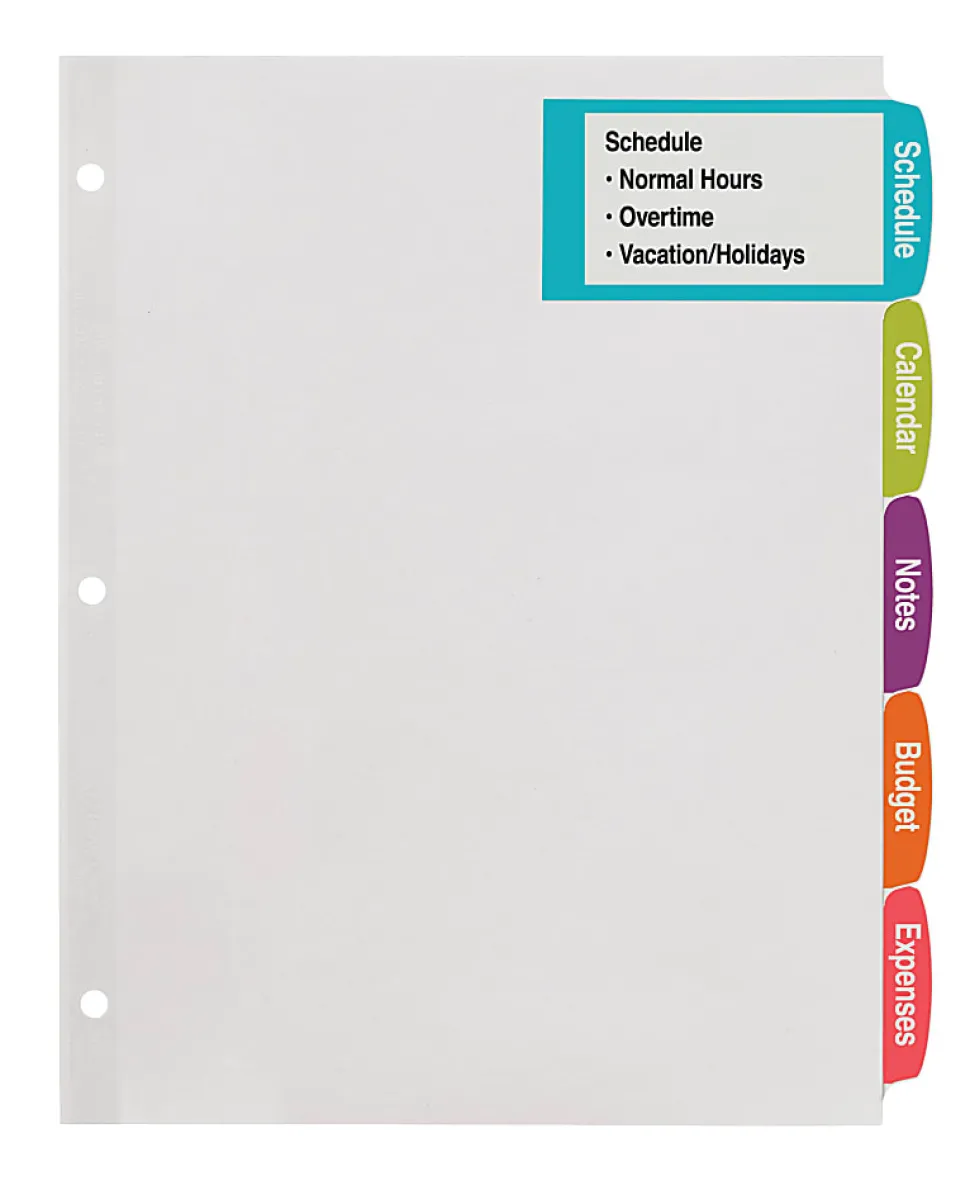 Avery® Big Tab™ Printable Large Label Dividers With Easy Peel®, 8 1/2" x 11", 5 Tab, White, Pack Of 4