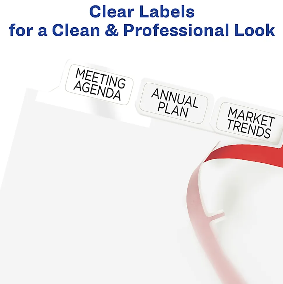 Avery® Big Tab™ Print & Apply Clear Label Dividers with Index Maker® Easy Apply™ Printable Label Strip, 8-Tab, White, Pack of 5 Sets