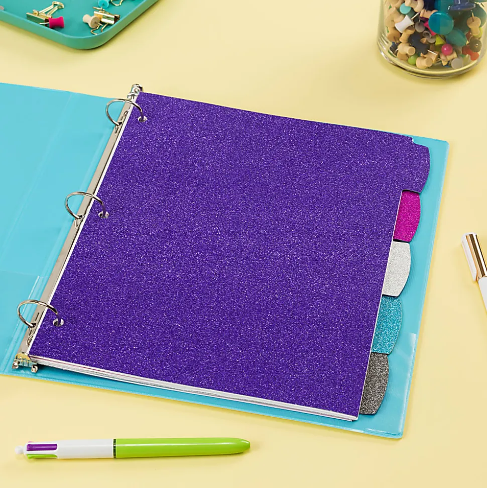 Avery® Big Tab™ Reversible Fashion Dividers, 8 1/2" x 11", 5 Tab, Multicolor Glitter, 1 Set