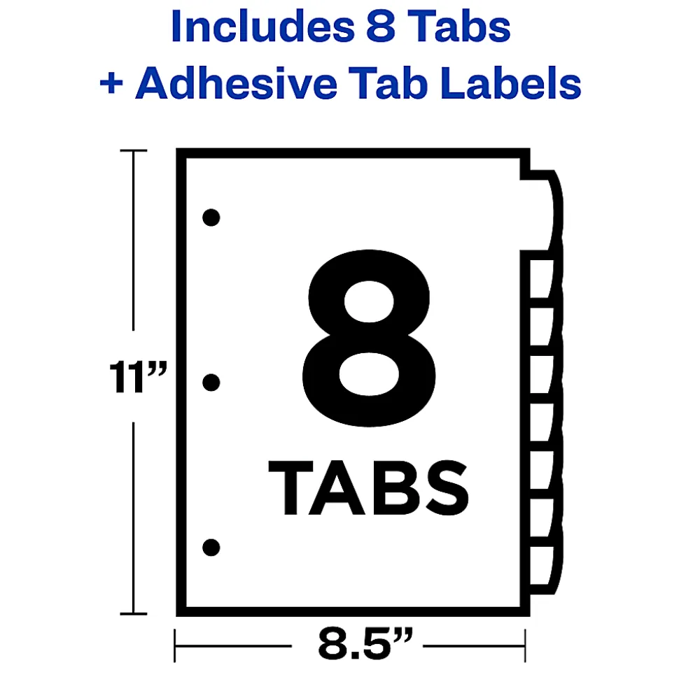 Avery® Big Tab™ Ultralast™ Plastic Dividers, 8-Tab, Multicolor