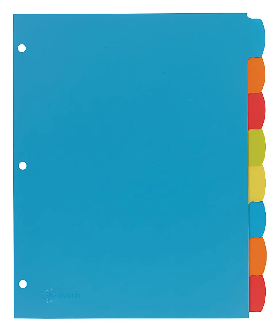 Avery® Big Tab™ Write & Erase Durable Plastic Dividers, 8 1/2" x 11", Multicolor Brights, 8-Tab