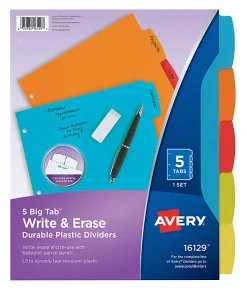 Avery® Big Tab™ Write & Erase Durable Plastic Dividers, 8 1/2