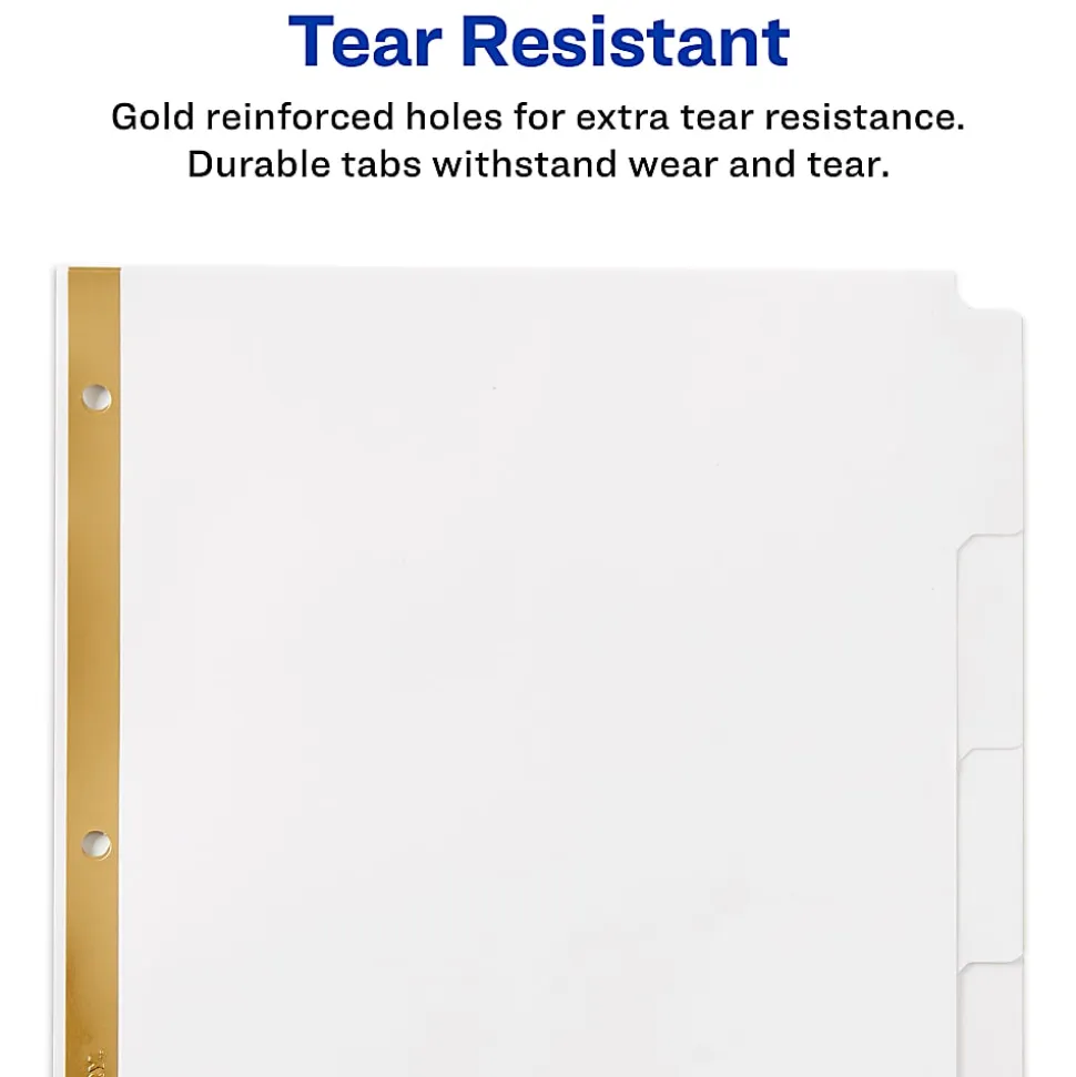 Avery® Big Tab™ Write-On Tab Dividers With Erasable Laminated Tabs, 5-Tab, White