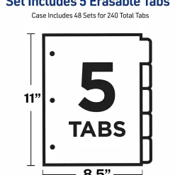Avery® Big Tab™ Write-On Tab Dividers With Erasable Laminated Tabs, 5-Tab, Multicolor