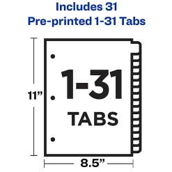 Avery® Black Leather Tab Dividers, 1–31