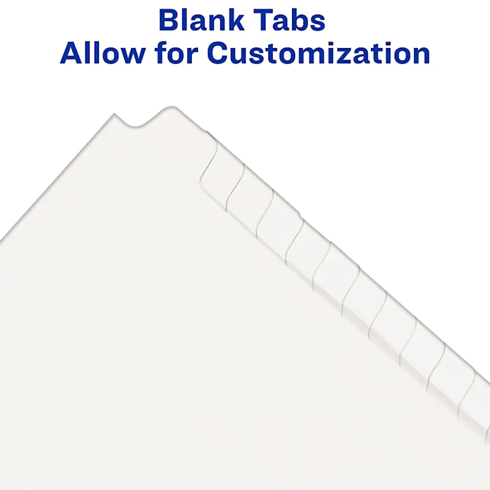 Avery® Blank Tab Legal Exhibit Dividers, 8 1/2 x 11, White Unlaminated Tabs, Pack Of 25, Standard Collated