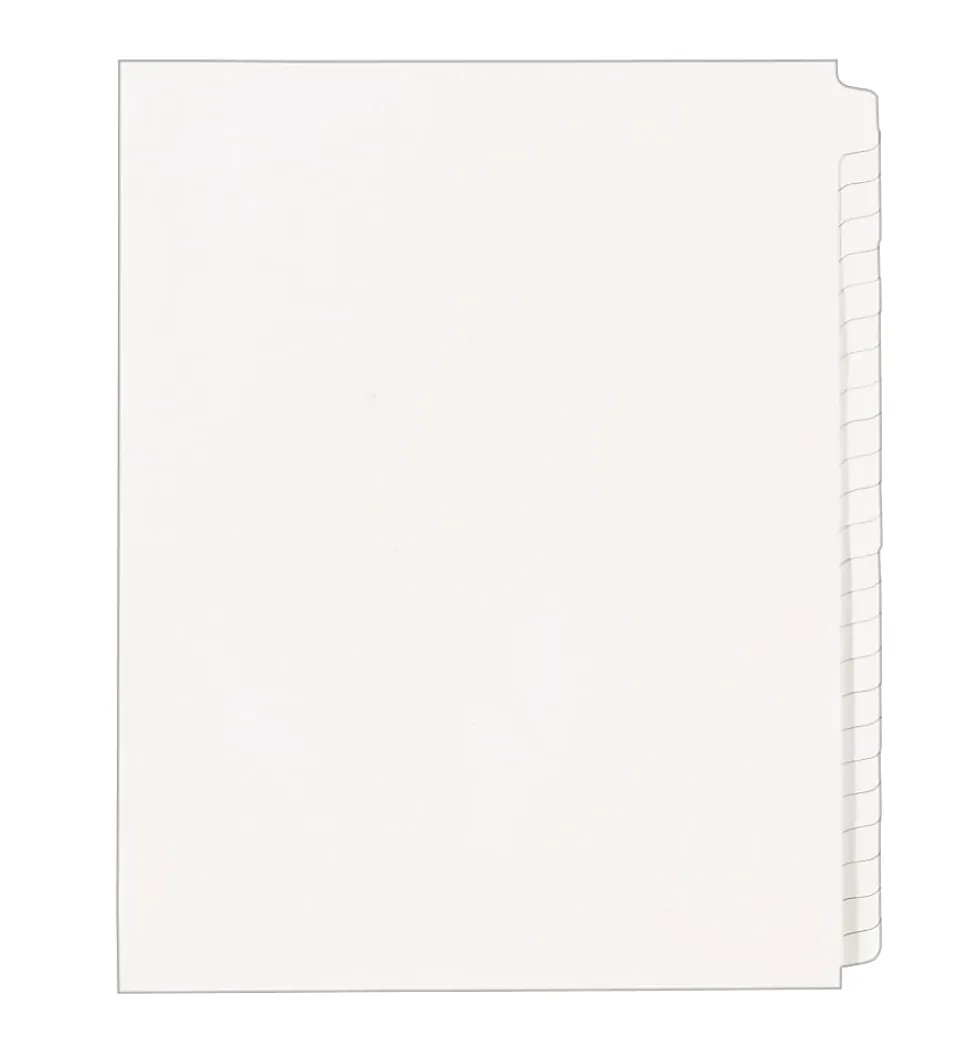 Avery® Blank Tab Legal Exhibit Dividers, 8 1/2 x 11, White Unlaminated Tabs, Pack Of 25, Standard Collated