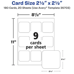 Avery® Clean Edge Laser Printable Multipurpose Card, White, 35703