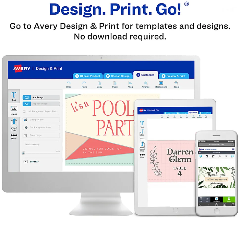 Avery® Clean Edge® Printable Business Cards With Sure Feed® Technology For Laser Printers, 2" x 3.5", Ivory, 200 Blank Cards
